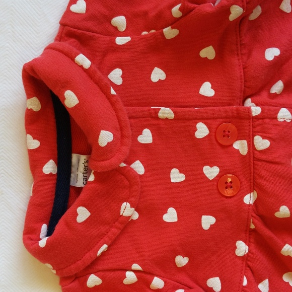 carter's red heart print double breasted jacket 3 months baby girl - Picture 2 of 5
